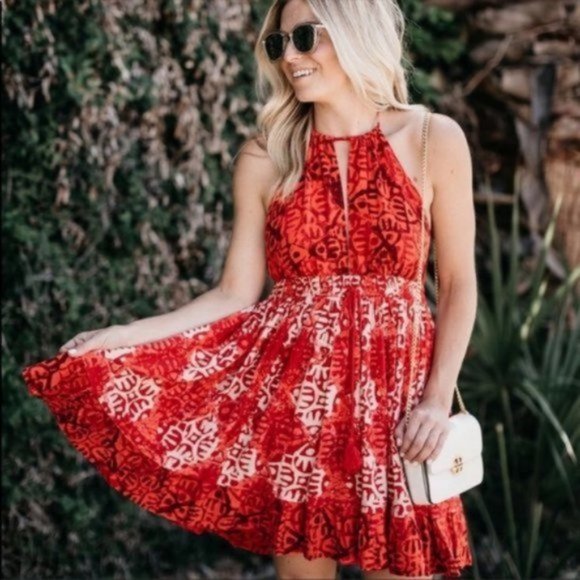 Free People Dresses & Skirts - Free People Floral Beach Day Halter Mini Dress